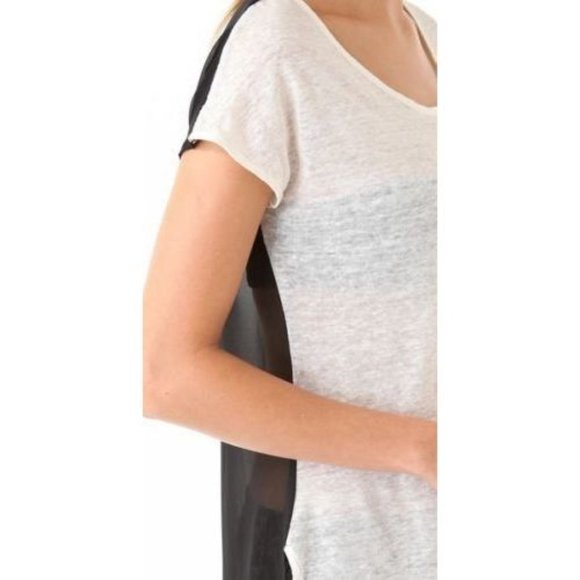 PATTERSON J. KINCAID PJK Griffen High Low MESH Black White LINEN TOP Shirt S - Picture 3 of 3